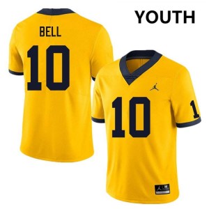 Youth Kendrick Bell Yellow Michigan Wolverines #10 College Football High School Jersey