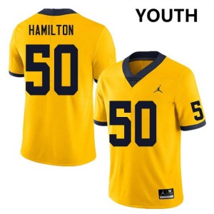 Youth Luke Hamilton Yellow Michigan Wolverines #50 College Football Limited Jerseys