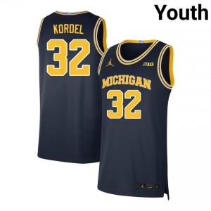Youth Malick Kordel Navy Michigan Wolverines #32 Embroidery Jerseys