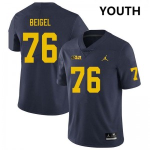Youth Manuel Beigel Navy Michigan Wolverines #76 College Football Embroidery Jersey