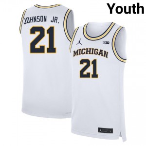 Youth Morez Johnson Jr. White Michigan #21 NCAA Jerseys