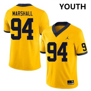 Youth Nate Marshall Yellow Michigan Wolverines #94 College Football Limited Jersey