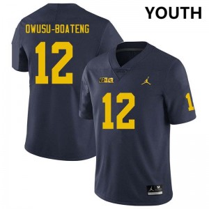 Youth Nathaniel Owusu-Boateng Navy Michigan Wolverines #12 College Football 2025 Jerseys