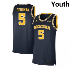 Youth Oscar Goodman Navy Wolverines #5 Player Jersey