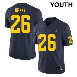 Youth Rayshaun Benny Navy Michigan Wolverines #26 College Football Replica Jerseys