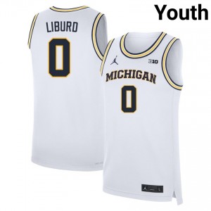 Youth Ricky Liburd White Michigan #0 Embroidery Jerseys