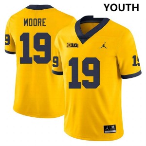 Youth Rod Moore Yellow Michigan Wolverines #19 College Football Alumni Jerseys