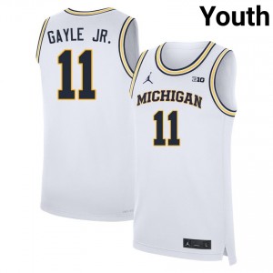 Youth Roddy Gayle Jr. White Michigan #11 Embroidery Jersey