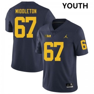 Youth Trent Middleton Navy Michigan Wolverines #67 College Football High School Jerseys