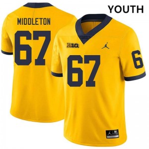 Youth Trent Middleton Yellow Michigan Wolverines #67 College Football University Jerseys