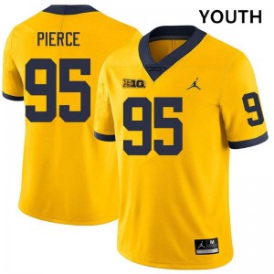 Youth Trey Pierce Yellow Michigan Wolverines #95 College Football 2025-26 Jersey