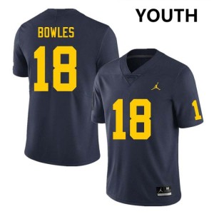 Youth Troy Bowles Navy Michigan Wolverines #18 College Football Replica Jersey
