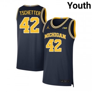 Youth Will Tschetter Navy Michigan Wolverines #42 2025-26 Jersey