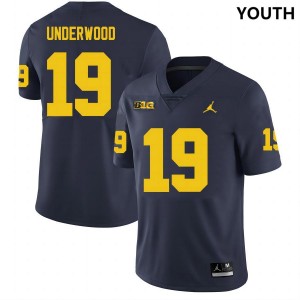 Youth Bryce Underwood Navy Michigan Wolverines #19 College Football University Jerseys