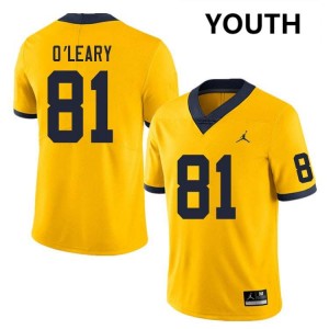Youth Peyton O'Leary Yellow Michigan Wolverines #81 College Football Official Jersey