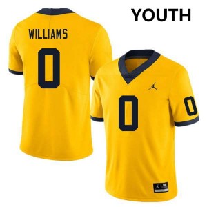 Youth Tre Williams Yellow Michigan Wolverines #0 College Football Replica Jerseys