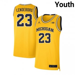 Youth Yaxel Lendeborg Maize Michigan Wolverines #23 Stitched Jersey