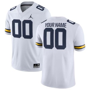 Men Custom White Michigan Wolverines #00 College Football Game Jersey